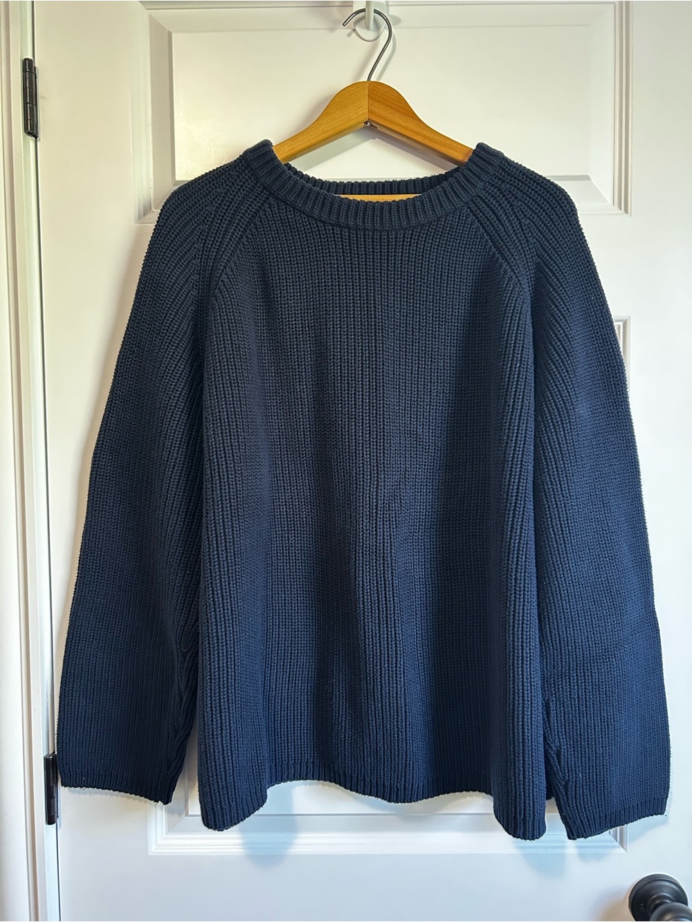 Quince Organic Cotton Navy Classic Ribbed Knit Sweater 3X